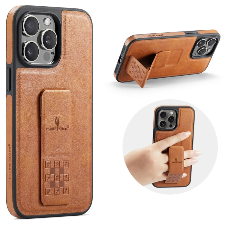 Fierre Shann Oil Wax Cow Leather Holder Back Phone Case, For iPhone 15, For iPhone 14 Plus, For iPhone 14, For iPhone 14 Pro