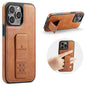 Fierre Shann Oil Wax Cow Leather Holder Back Phone Case, For iPhone 14 Pro Max, For iPhone 13 Pro Max, For iPhone 13 Pro, For iPhone 13