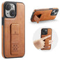 Fierre Shann Oil Wax Cow Leather Holder Back Phone Case, For iPhone 14 Pro Max, For iPhone 13 Pro Max, For iPhone 13 Pro, For iPhone 13