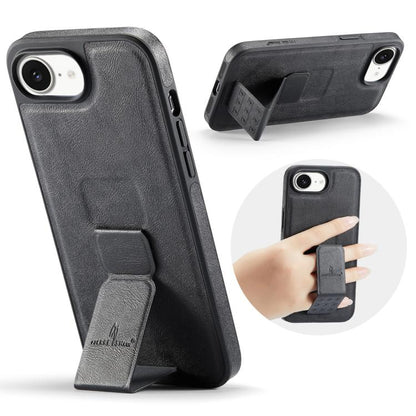 Fierre Shann Oil Wax Cow Leather Holder Back Phone Case, For iPhone 17e / 16e, For iPhone 16 Pro Max, For iPhone 16 Pro, For iPhone 16 Plus