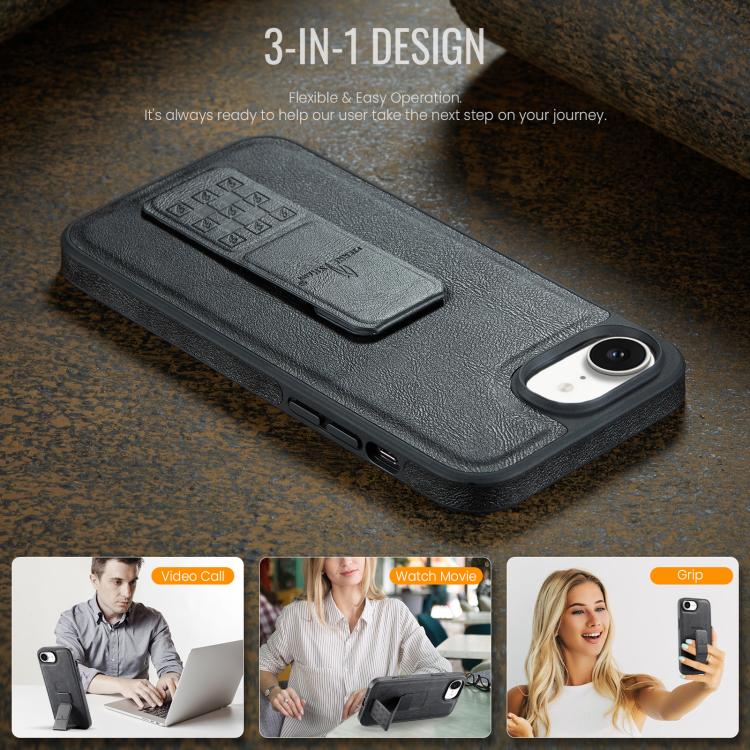 Fierre Shann Oil Wax Cow Leather Holder Back Phone Case, For iPhone 17e / 16e, For iPhone 16 Pro Max, For iPhone 16 Pro, For iPhone 16 Plus