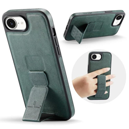 Fierre Shann Oil Wax Cow Leather Holder Back Phone Case, For iPhone 17e / 16e, For iPhone 16 Pro Max, For iPhone 16 Pro, For iPhone 16 Plus