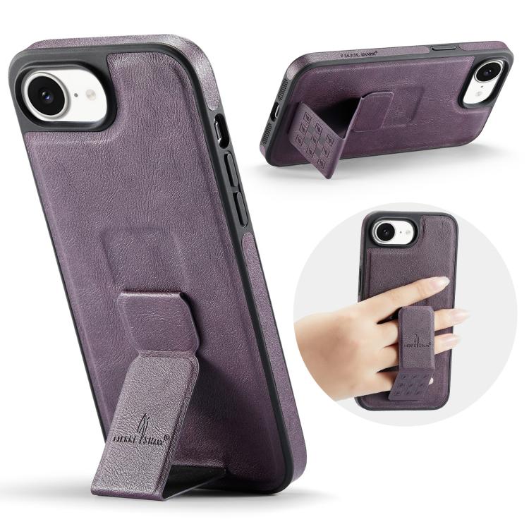 Fierre Shann Oil Wax Cow Leather Holder Back Phone Case, For iPhone 17e / 16e, For iPhone 16 Pro Max, For iPhone 16 Pro, For iPhone 16 Plus