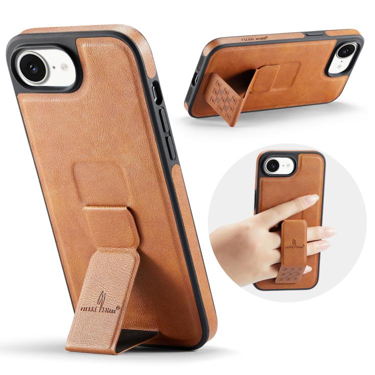 Fierre Shann Oil Wax Cow Leather Holder Back Phone Case, For iPhone 17e / 16e, For iPhone 16 Pro Max, For iPhone 16 Pro, For iPhone 16 Plus
