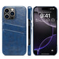 Fierre Shann Retro Oil Wax Texture Card Slots PU Leather Phone Case, For iPhone Air, For iPhone 16 Pro Max, For iPhone 16 Pro, For iPhone 16 Plus