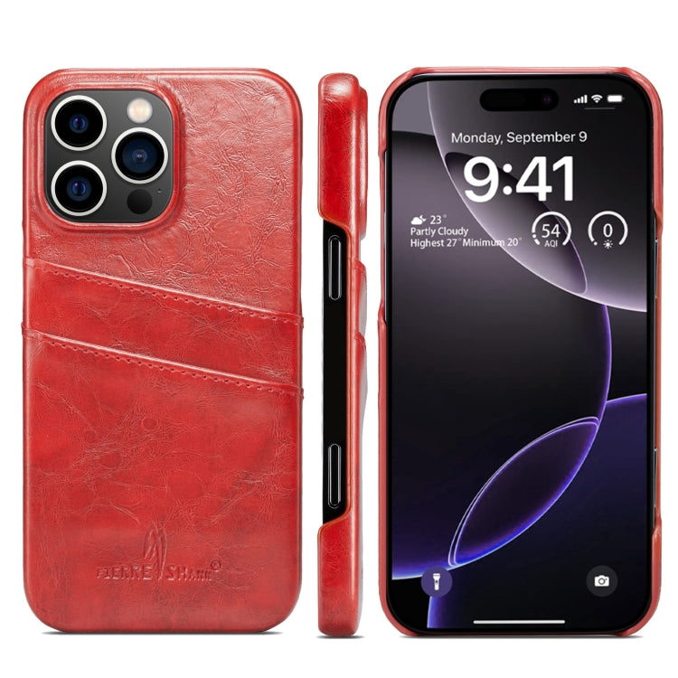 Fierre Shann Retro Oil Wax Texture Card Slots PU Leather Phone Case, For iPhone Air, For iPhone 16 Pro Max, For iPhone 16 Pro, For iPhone 16 Plus