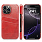 Fierre Shann Retro Oil Wax Texture Card Slots PU Leather Phone Case, For iPhone Air, For iPhone 16 Pro Max, For iPhone 16 Pro, For iPhone 16 Plus