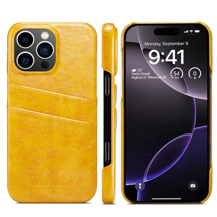 Fierre Shann Retro Oil Wax Texture Card Slots PU Leather Phone Case, For iPhone Air, For iPhone 16 Pro Max, For iPhone 16 Pro, For iPhone 16 Plus