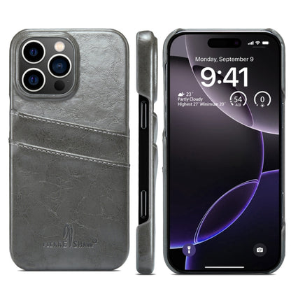 Fierre Shann Retro Oil Wax Texture Card Slots PU Leather Phone Case, For iPhone Air, For iPhone 16 Pro Max, For iPhone 16 Pro, For iPhone 16 Plus