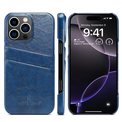 Fierre Shann Retro Oil Wax Texture Card Slots PU Leather Phone Case, For iPhone Air, For iPhone 16 Pro Max, For iPhone 16 Pro, For iPhone 16 Plus