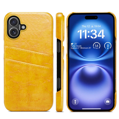 Fierre Shann Retro Oil Wax Texture Card Slots PU Leather Phone Case, For iPhone Air, For iPhone 16 Pro Max, For iPhone 16 Pro, For iPhone 16 Plus