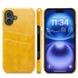 Fierre Shann Retro Oil Wax Texture Card Slots PU Leather Phone Case, For iPhone Air, For iPhone 16 Pro Max, For iPhone 16 Pro, For iPhone 16 Plus