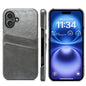 Fierre Shann Retro Oil Wax Texture Card Slots PU Leather Phone Case, For iPhone Air, For iPhone 16 Pro Max, For iPhone 16 Pro, For iPhone 16 Plus