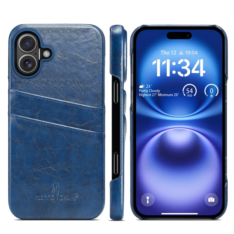 Fierre Shann Retro Oil Wax Texture Card Slots PU Leather Phone Case, For iPhone Air, For iPhone 16 Pro Max, For iPhone 16 Pro, For iPhone 16 Plus