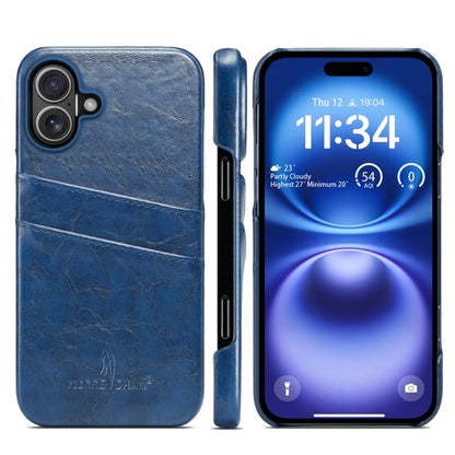 Fierre Shann Retro Oil Wax Texture Card Slots PU Leather Phone Case, For iPhone Air, For iPhone 16 Pro Max, For iPhone 16 Pro, For iPhone 16 Plus