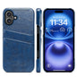 Fierre Shann Retro Oil Wax Texture Card Slots PU Leather Phone Case, For iPhone Air, For iPhone 16 Pro Max, For iPhone 16 Pro, For iPhone 16 Plus