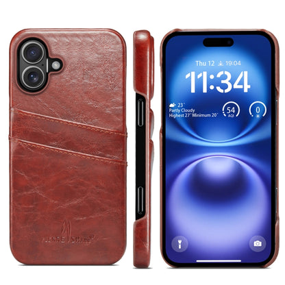 Fierre Shann Retro Oil Wax Texture Card Slots PU Leather Phone Case, For iPhone Air, For iPhone 16 Pro Max, For iPhone 16 Pro, For iPhone 16 Plus