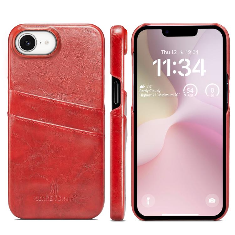Fierre Shann Retro Oil Wax Texture Card Slots PU Leather Phone Case, For iPhone 18 Pro / 17 Pro, For iPhone 18 Pro Max / 17 Pro Max, For iPhone 17e / 16e, For iPhone 17