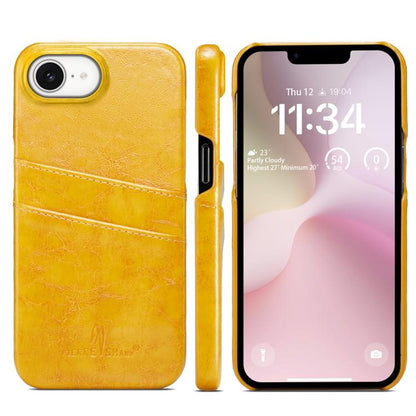 Fierre Shann Retro Oil Wax Texture Card Slots PU Leather Phone Case, For iPhone 18 Pro / 17 Pro, For iPhone 18 Pro Max / 17 Pro Max, For iPhone 17e / 16e, For iPhone 17