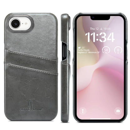 Fierre Shann Retro Oil Wax Texture Card Slots PU Leather Phone Case, For iPhone 18 Pro / 17 Pro, For iPhone 18 Pro Max / 17 Pro Max, For iPhone 17e / 16e, For iPhone 17