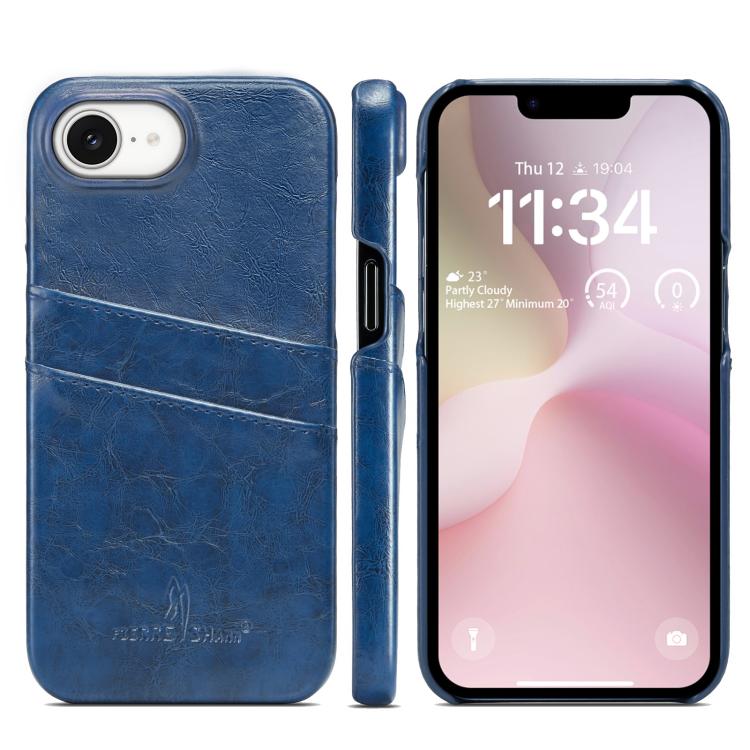 Fierre Shann Retro Oil Wax Texture Card Slots PU Leather Phone Case, For iPhone 18 Pro / 17 Pro, For iPhone 18 Pro Max / 17 Pro Max, For iPhone 17e / 16e, For iPhone 17
