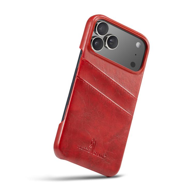 Fierre Shann Retro Oil Wax Texture Card Slots PU Leather Phone Case, For iPhone 18 Pro / 17 Pro, For iPhone 18 Pro Max / 17 Pro Max, For iPhone 17e / 16e, For iPhone 17