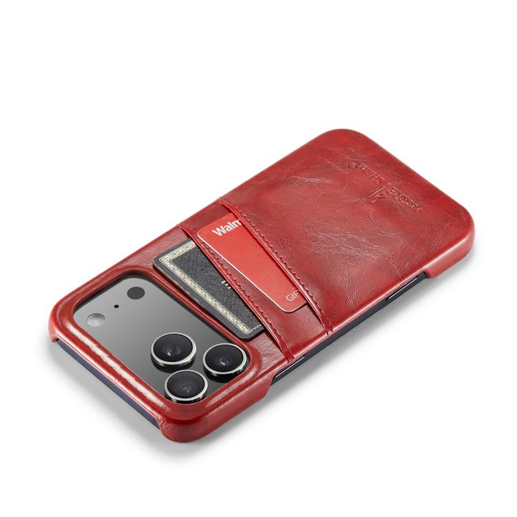 Fierre Shann Retro Oil Wax Texture Card Slots PU Leather Phone Case, For iPhone 18 Pro / 17 Pro, For iPhone 18 Pro Max / 17 Pro Max, For iPhone 17e / 16e, For iPhone 17