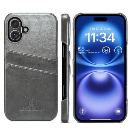 Fierre Shann Retro Oil Wax Texture Card Slots PU Leather Phone Case, For iPhone 17e / 16e, For iPhone 17 Pro Max, For iPhone 17 Pro, For iPhone 17