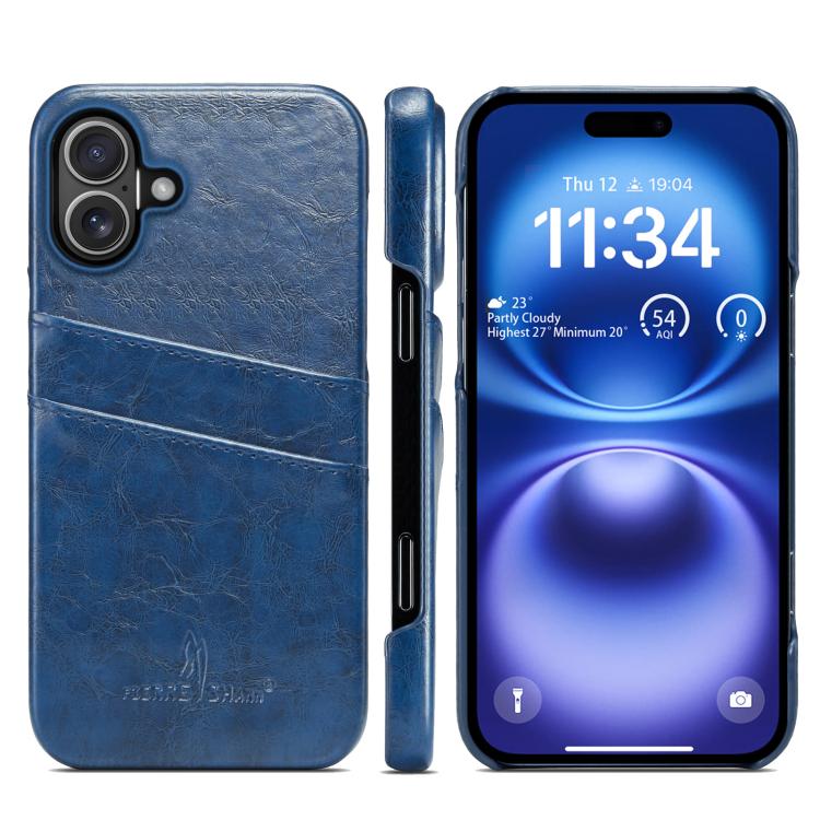 Fierre Shann Retro Oil Wax Texture Card Slots PU Leather Phone Case, For iPhone 17e / 16e, For iPhone 17 Pro Max, For iPhone 17 Pro, For iPhone 17
