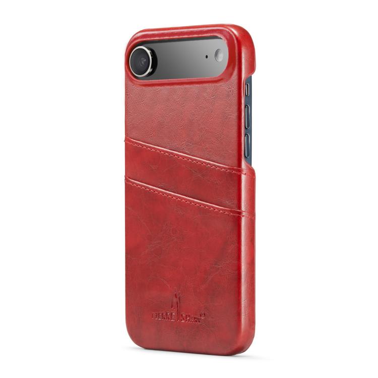 Fierre Shann Retro Oil Wax Texture Card Slots PU Leather Phone Case, For iPhone Air, For iPhone 16 Pro Max, For iPhone 16 Pro, For iPhone 16 Plus