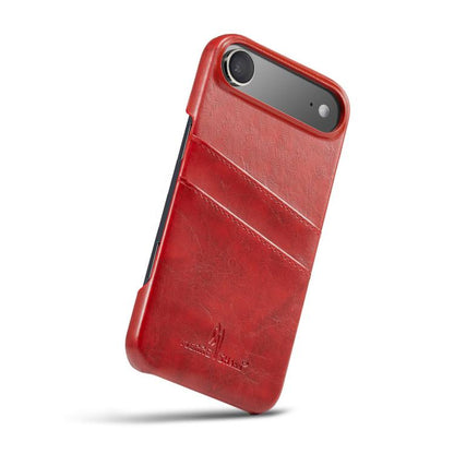 Fierre Shann Retro Oil Wax Texture Card Slots PU Leather Phone Case, For iPhone Air, For iPhone 16 Pro Max, For iPhone 16 Pro, For iPhone 16 Plus