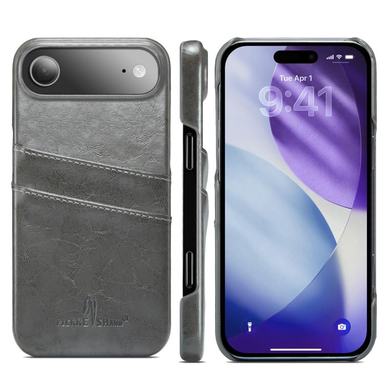Fierre Shann Retro Oil Wax Texture Card Slots PU Leather Phone Case, For iPhone Air, For iPhone 16 Pro Max, For iPhone 16 Pro, For iPhone 16 Plus