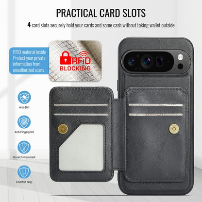 Fierre Shann Cowhide Horizontal Flip Magnetic Card Holder Phone Case, For Google Pixel 9 Pro XL, For Google Pixel 9 / 9 Pro