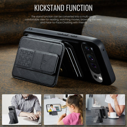 Fierre Shann Cowhide Horizontal Flip Magnetic Card Holder Phone Case, For Google Pixel 9 Pro XL, For Google Pixel 9 / 9 Pro