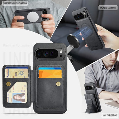 Fierre Shann Cowhide Horizontal Flip Magnetic Card Holder Phone Case, For Google Pixel 9 Pro XL, For Google Pixel 9 / 9 Pro