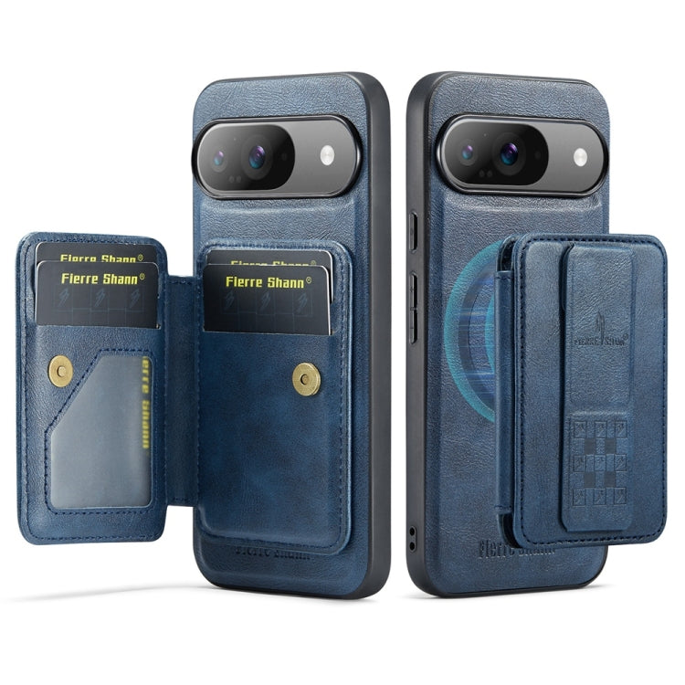 Fierre Shann Cowhide Horizontal Flip Magnetic Card Holder Phone Case, For Google Pixel 9 Pro XL, For Google Pixel 9 / 9 Pro