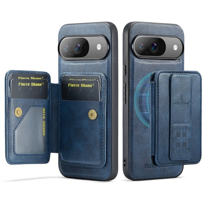 Fierre Shann Cowhide Horizontal Flip Magnetic Card Holder Phone Case, For Google Pixel 9 Pro XL, For Google Pixel 9 / 9 Pro