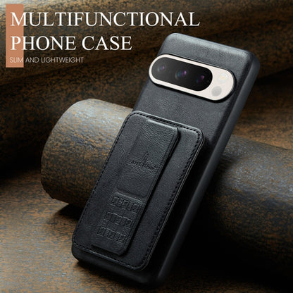 Fierre Shann Oil Wax Cow Leather Card Holder Back Phone Case, For Google Pixel 9 Pro XL, For Google Pixel 9 / 9 Pro