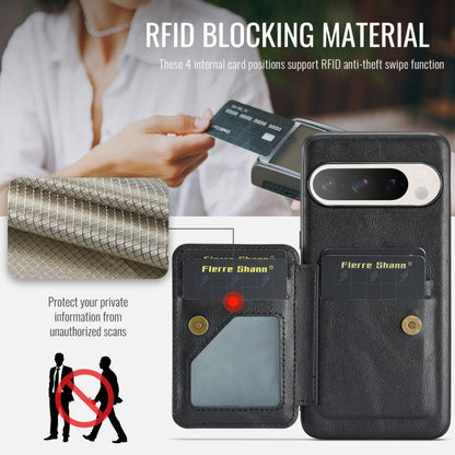 Fierre Shann Oil Wax Cow Leather Card Holder Back Phone Case, For Google Pixel 9 Pro XL, For Google Pixel 9 / 9 Pro