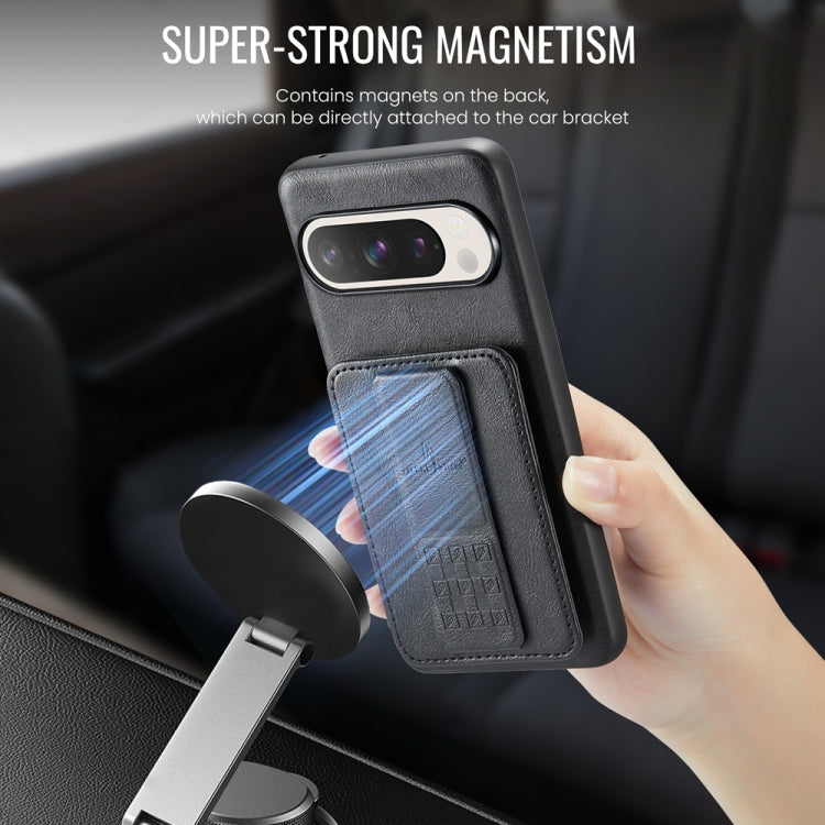 Fierre Shann Oil Wax Cow Leather Card Holder Back Phone Case, For Google Pixel 9 Pro XL, For Google Pixel 9 / 9 Pro