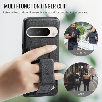 Fierre Shann Oil Wax Cow Leather Card Holder Back Phone Case, For Google Pixel 9 Pro XL, For Google Pixel 9 / 9 Pro