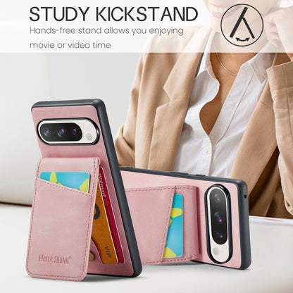 Fierre Shann Crazy Horse Card Holder Back Cover PU Phone Case, For Google Pixel 9 Pro XL, For Google Pixel 9 / 9 Pro