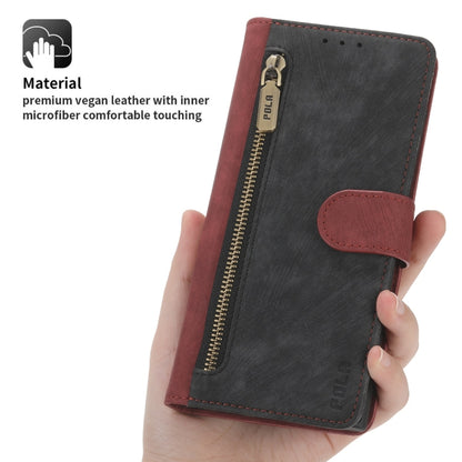 POLA Dual-color Zipper Wallet RFID Leather Phone Case