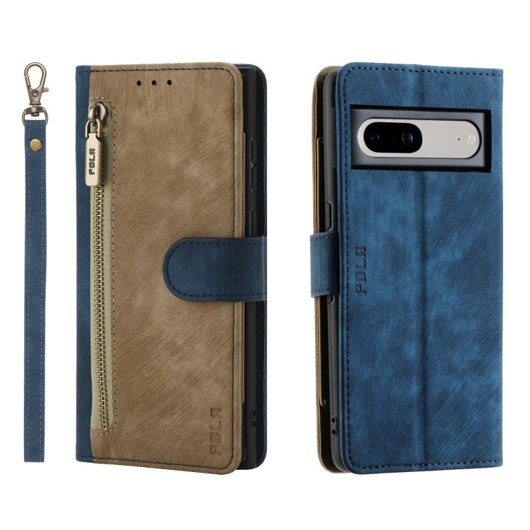 POLA Dual-color Zipper Wallet RFID Leather Phone Case