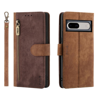 POLA Dual-color Zipper Wallet RFID Leather Phone Case