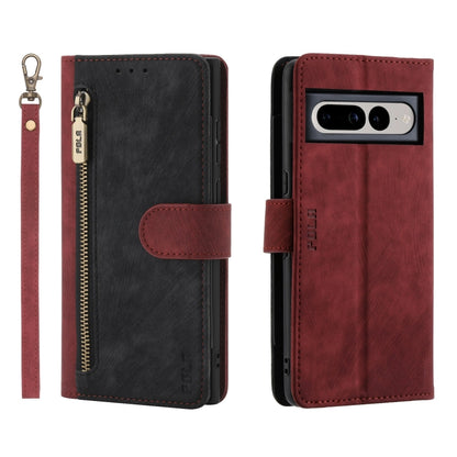 POLA Dual-color Zipper Wallet RFID Leather Phone Case