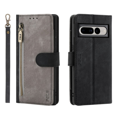 POLA Dual-color Zipper Wallet RFID Leather Phone Case