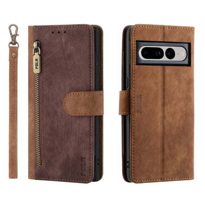 POLA Dual-color Zipper Wallet RFID Leather Phone Case