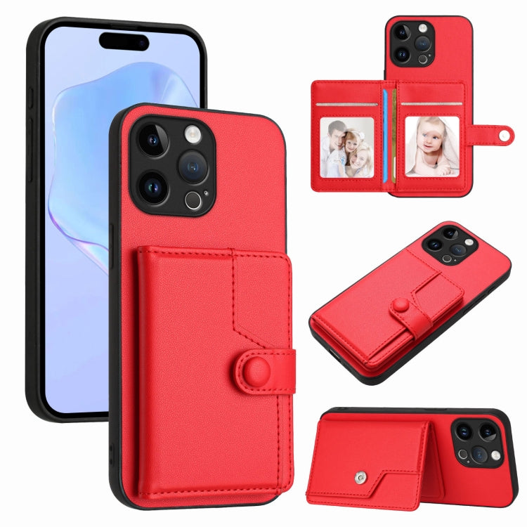 Button Card Bag RFID Anti-theft Phone Case, For iPhone 15 Pro Max, For iPhone 15 Pro, For iPhone 15 Plus, For iPhone 15