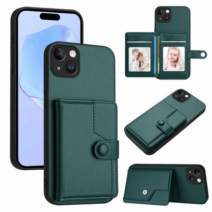 Button Card Bag RFID Anti-theft Phone Case, For iPhone 15 Pro Max, For iPhone 15 Pro, For iPhone 15 Plus, For iPhone 15